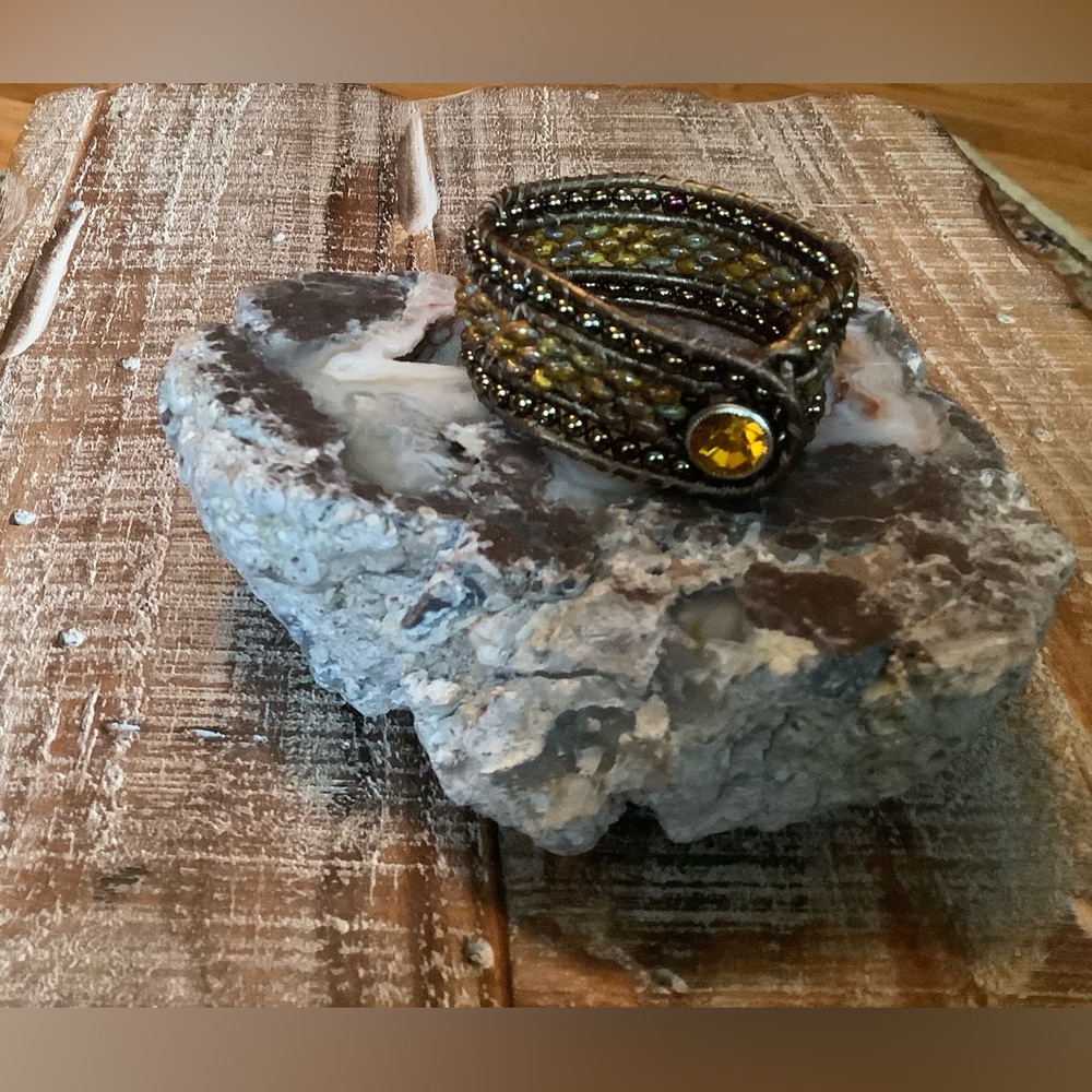 Beaded Leather Cord Bracelet by Sandy Robinson Jewelry
